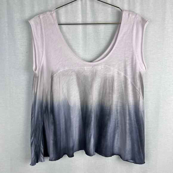 Free People Top Paradise Tee Oversized Ombre Lilac Tie Dye Boho Grunge Slouchy - Picture 3 of 5